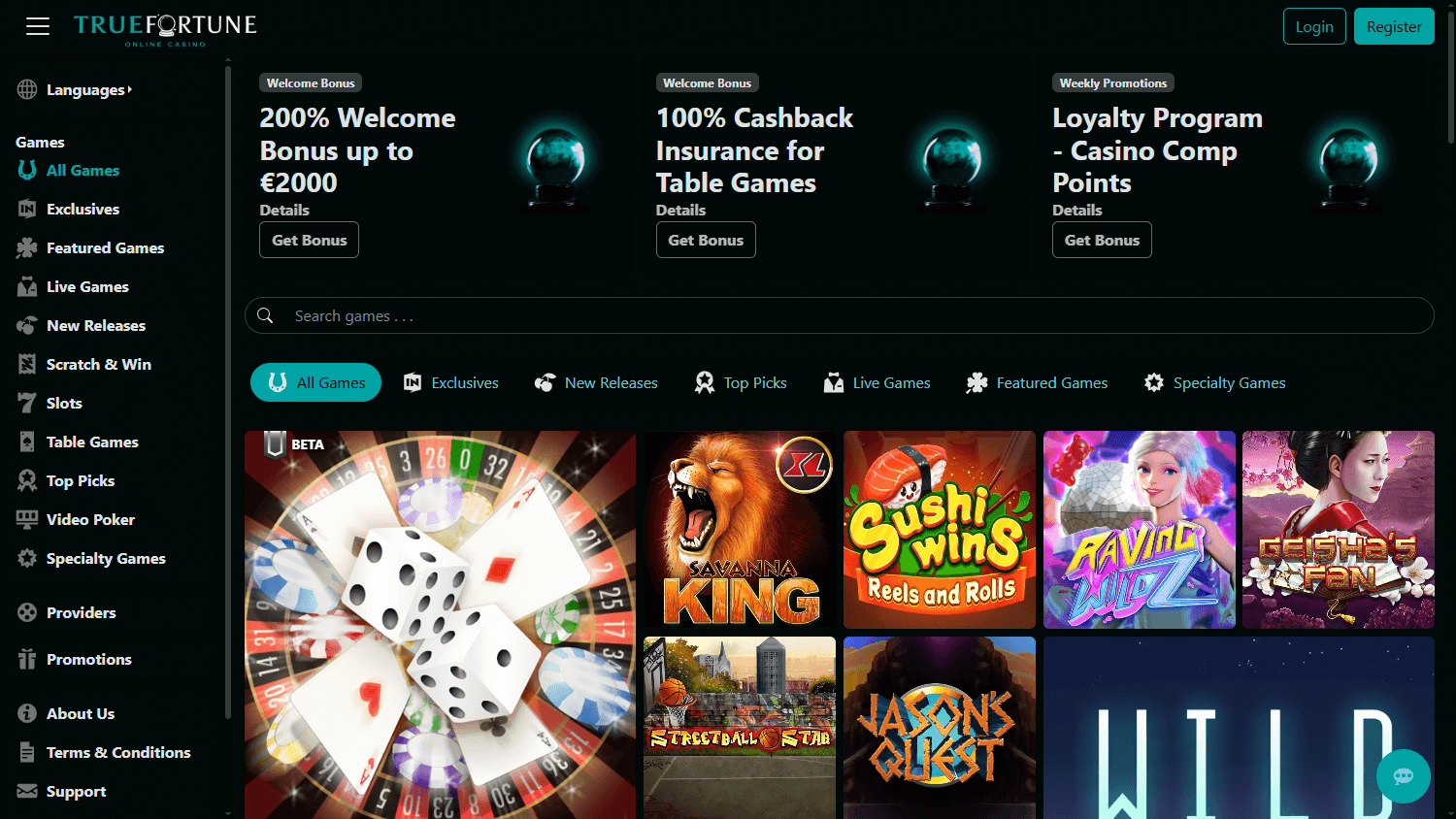 TrueFortune Casino Desktop screenshot